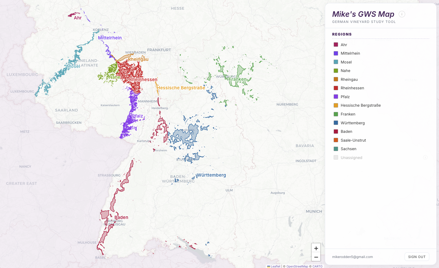 German Wine Map overview showing all 13 Anbaugebiete